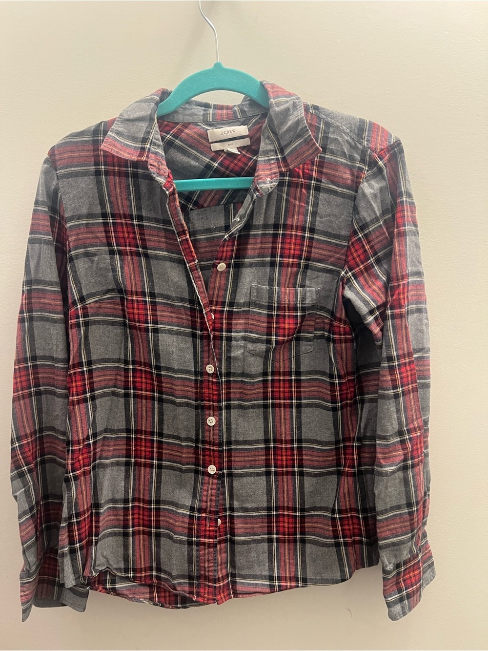 J. Crew Red and Gray Plaid Boy’s Button-Down Shirt